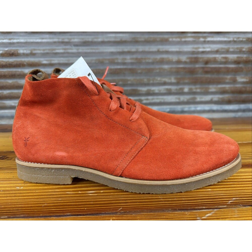 Frye Chris Crepe Chukka Suede Boots Men’s Size 10 (New) Orange-